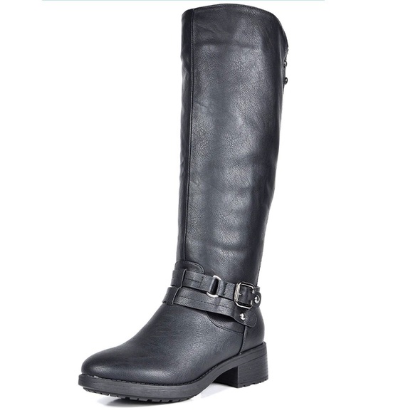 Black Knee High Winter Military Combat Boots - Picture 2 of 6